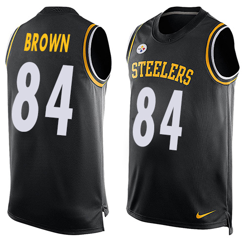 Men's Limited Antonio Brown Nike Jersey Black - #84 Player Name & Number Tank Top NFL Pittsburgh Steelers